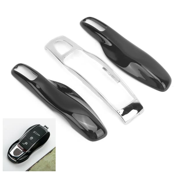 Car Remote Key Case Trim Protective Cover Fits Porsche 911/Panamera Macan Boxster Black Silver