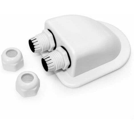 2 pcs Roof Feed-through Solar Cable Seal Weatherproof Double Cable Entry Box, Caravan and Boat ABS Cable Gland, White