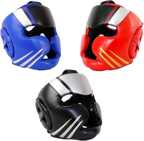 Boksehodeplagg Ansiktsbeskyttelseshjelm Ventilert Polstret Panne og Øre Full Beskyttelse Ansiktsbeskyttelse for Muay Thai Grappling Rød S 26s