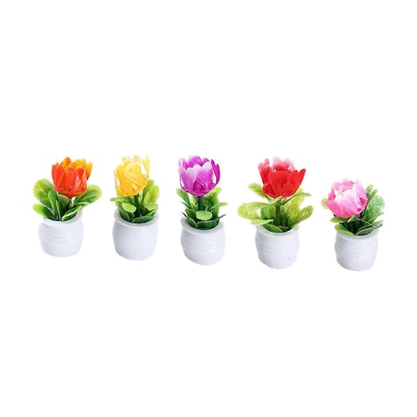 2-6 pak 5 stykker dukkehus miniature blomst mini potteplante blomst model til 2 Pcs