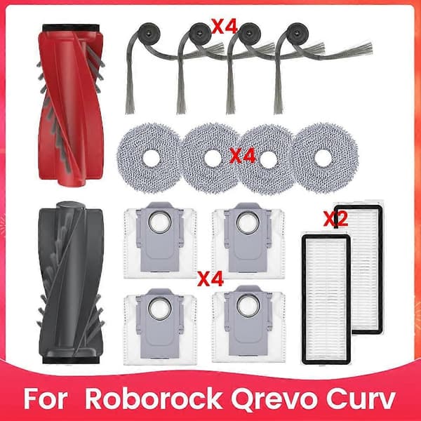 Til Roborock Qrevo Curv Hovedsidebørste Hepa Filter Moppeklud Støvposer Robotstøvsugertilbehør