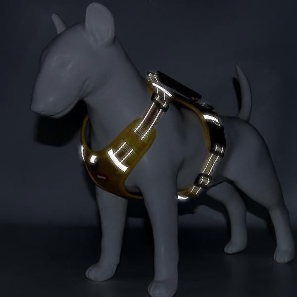 Reflekterande hundsele med kontrollhandtag och säkerhetsvästdesign - Gul Red L