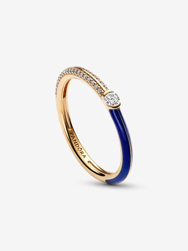 Pandora - P ME Pavé & Blå Dobbel Ring - 14k gullbelegg Circumference: 52mm