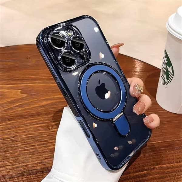Lämplig för iPhone16 mobilskal galvanisering transparent magnetisk Apple 17 med linsfilmsfäste all-inclusive