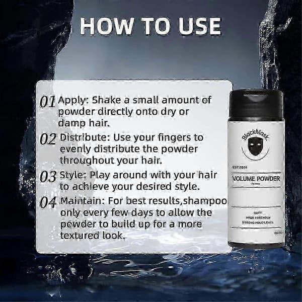 1-3X BlackMask Hårstylingpulver, Volumpulver Ger Omedelbart Textur & Volym 40g 2