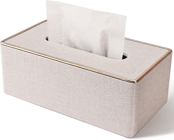PU-skinn serviettboksdeksel, rektangulær serviettboksholder for Kleenex, serviett, rektangulær serviettholder for baderom hjemmekontor