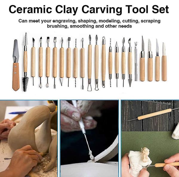 25 st Polymer Clay Tools Modeling Clay Sculpture Tool Kits For Pottery Sculpture Wooden Dotting Tools