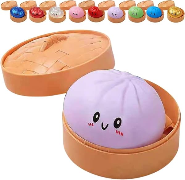 Glitter Dumpling, Glitter Dumpling Squishy med æske, Dumpling Sensorisk Klemmelegetøj til Stresslindring Purple
