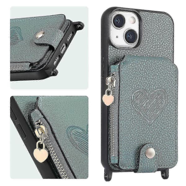 2025 iPhone 15 Plus -kotelo PU-nahkaisella suojakuorella Green