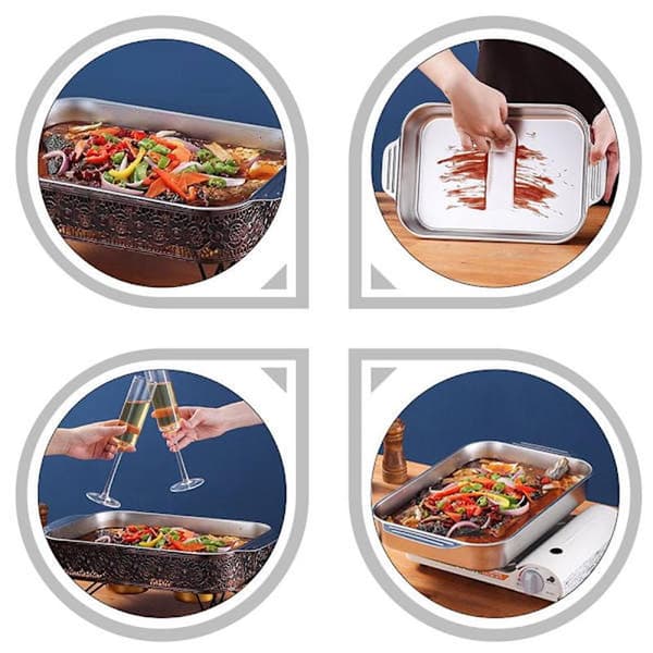 XJ-Rektangulær grillbrett Hjemmelaget matlagingsplate Doble ører Design Bakeplate