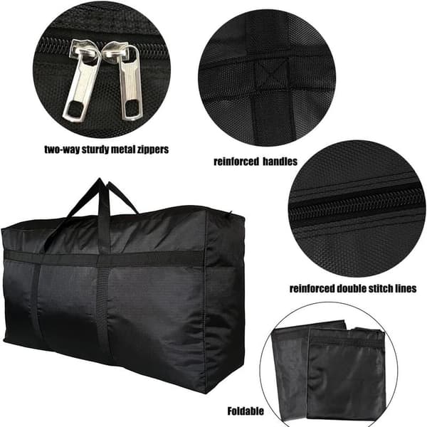 190L Ekstra Stor Flyttetaske i Kraftig Sort Black 40L