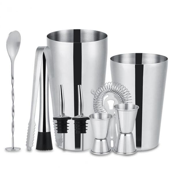 10-delars cocktailset, barset, shaker 700ml - Rostfritt stål Silver Silver Silver