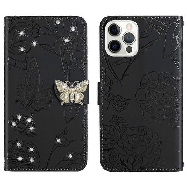 Etui til iPhone 13 PRO MAX Lommebok Sommerfugldeksel Justerbar Hals... Black
