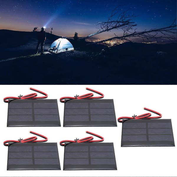 Praktisk och vacker 5-pack mini solpanel battericellsmodul med 30 cm kabel 60 X 80 X 3MM DC 0,65W 1,5V