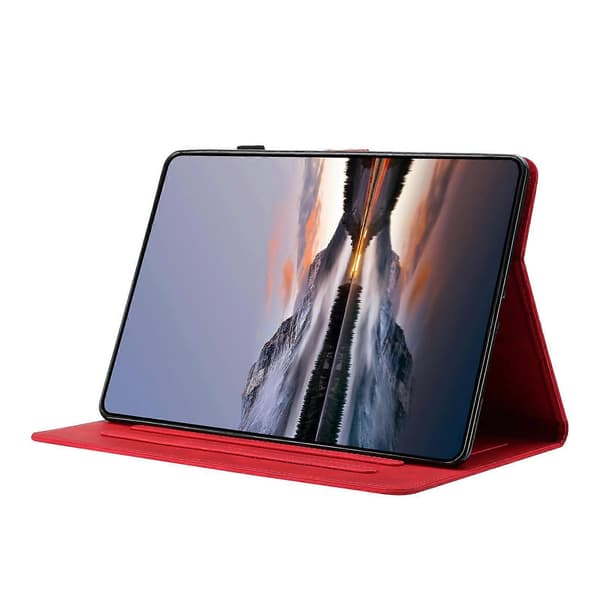 Tabletetui til Samsung Galaxy Tab S10 Lite S10 FE S9 FE S9 kortholder stativ sommerfugl blomsterprint Rød Red Red