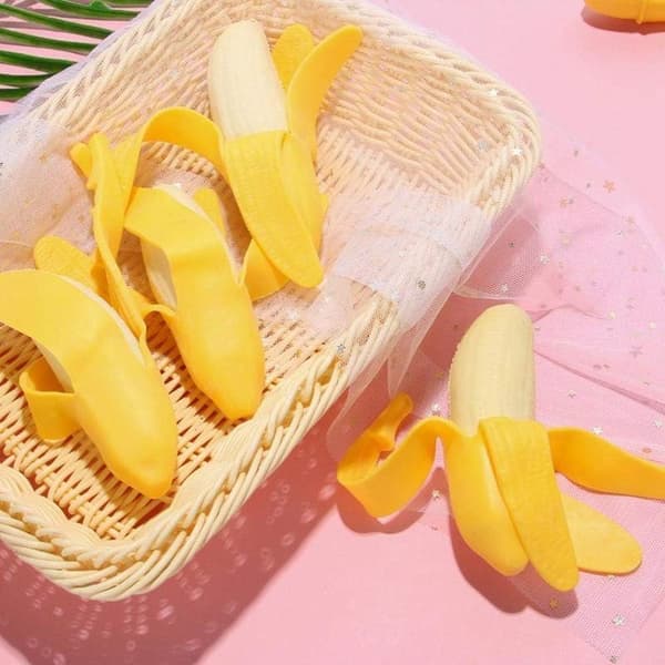 Banan Elastisk Simulationsklemme Simulationsfrugt, Strækbar Blød Bananlegetøj Antistress Dekompression