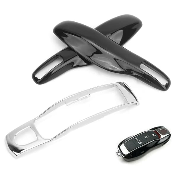 Car Remote Key Case Trim Protective Cover Fits Porsche 911/Panamera Macan Boxster Black Silver
