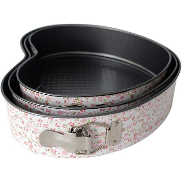 Sæt med 3 Hjerteformede Springforme, Non-stick, Pannon-stick, til Cheesecake, Hjerteformede Kageforme, DIY Bagning