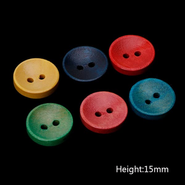 100 stk. blandede træknapper 2 huller 15 mm syning scrapbooking gør-det-selv håndværk
