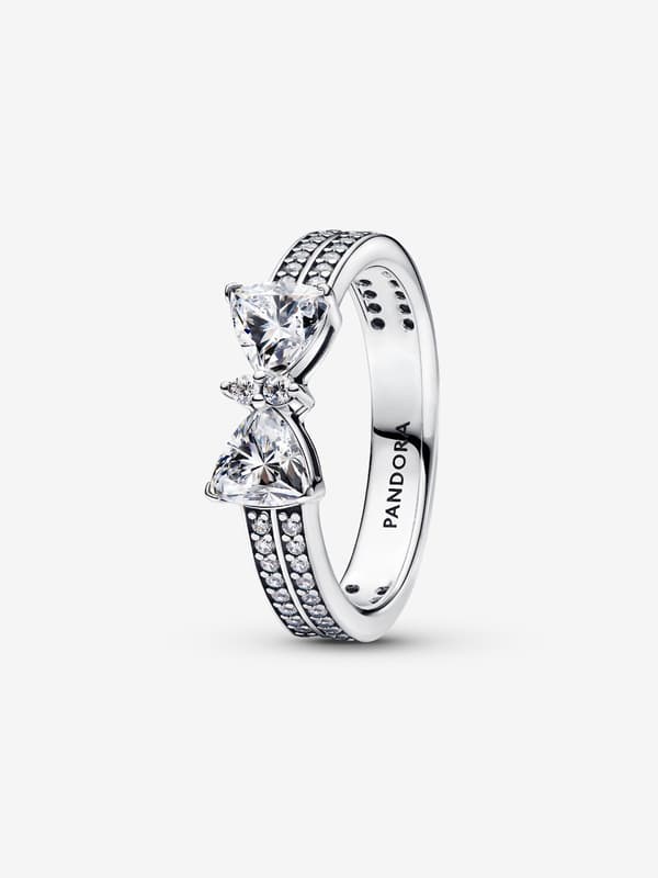 Pandora – Glittrande rosett, dubbelradig ring – Sterlingsilver Circumference: 56mm