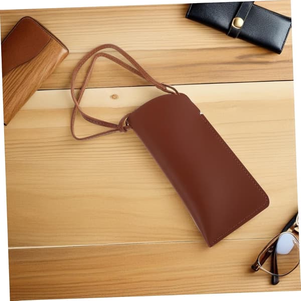PU Glasses Case with Soft Padded Interior and Practical Neck Strap for Glasses Storage