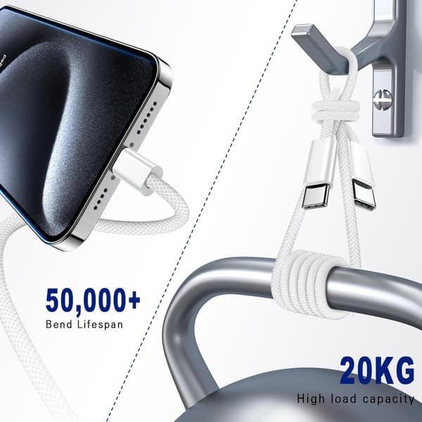 USB C till USB C-kabel 3FT Certifierad 2-pack 60W usbc Flätad Snabbladdande Typ C Laddningskabel Kompatibel med iPhone 17/16 Pro Max
