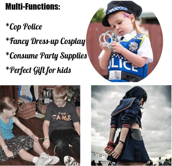 Professional Handcuffs (Silver), Metal Handcuffs with Keys Kid DXGHC
