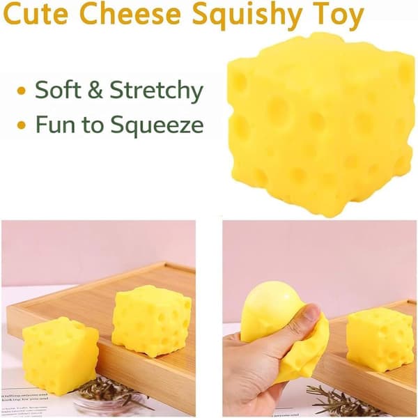 Ost Squishy, Blød Ost Squishy Stressaflastningsblok, Ost Klemme Stresslegetøj, Bærbart Dekompressions Sensorisk Legetøj, (10cm)