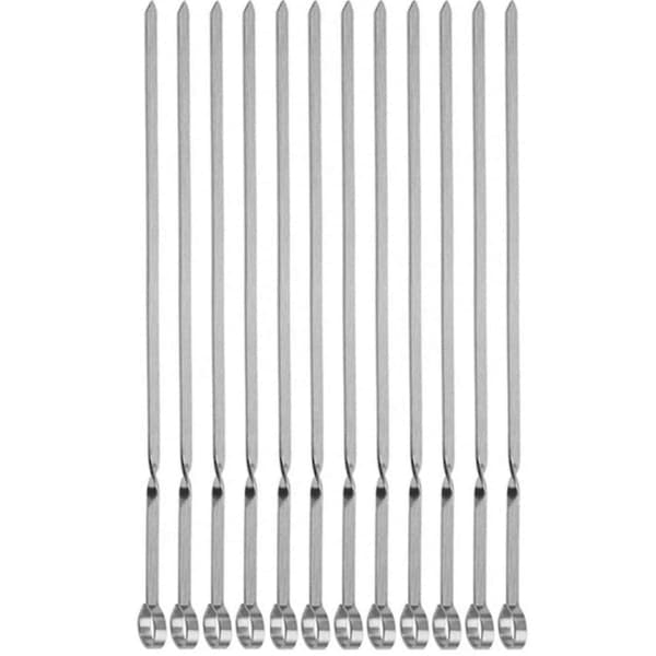 Flade metalgrillspyd, 35 cm lange, rustfri, genanvendelige