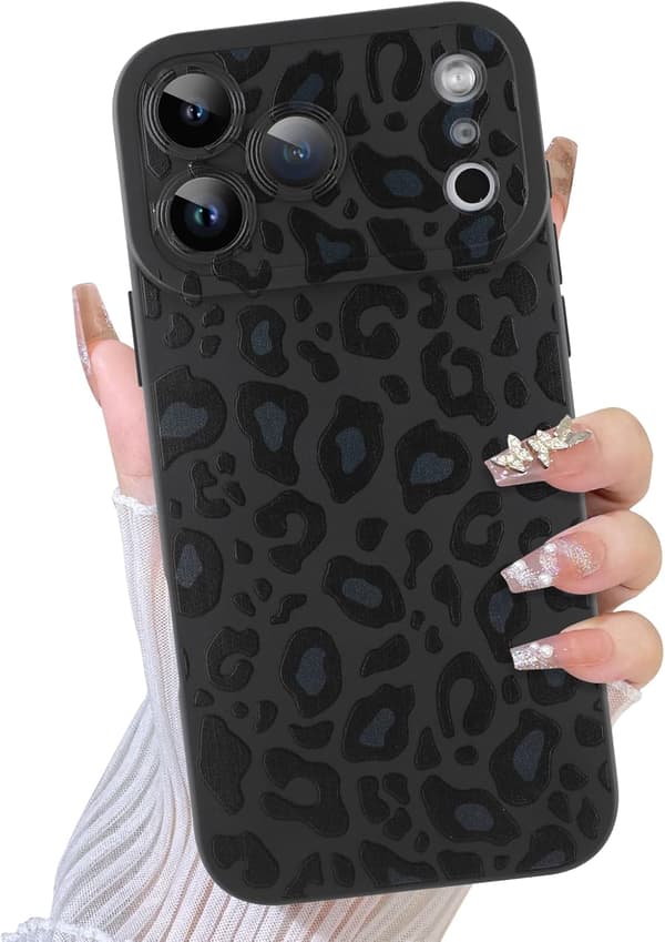 Kompatibel med iPhone 17 Pro Max Deksel 2025 Søtt Mønster Leopardtrykk Gepard Kamerabeskyttelse, Gepardmønster Støtsikker Silikon for Jenter