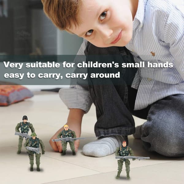 8 Military Figures 9cm Plastic Box with 36 Pieces Weapon Accessories Military Toy Set