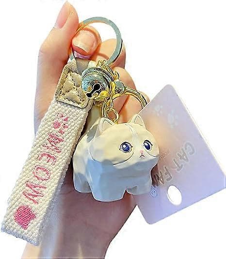 Sød Kawaii Træskulptur Lykkekat Kitty Nøglering Nøglekæde - Ragdoll