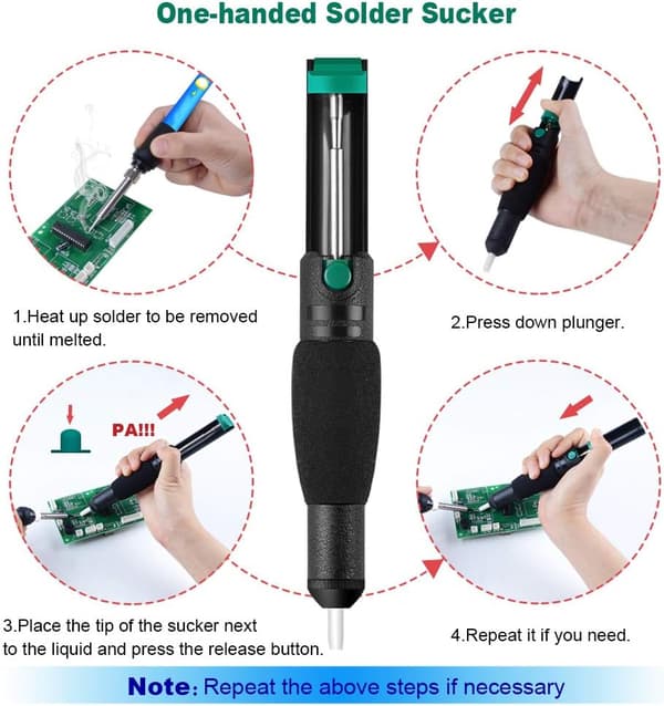 Soldering Iron and Desoldering Pump, Replacement Nozzle, Solder Sucker