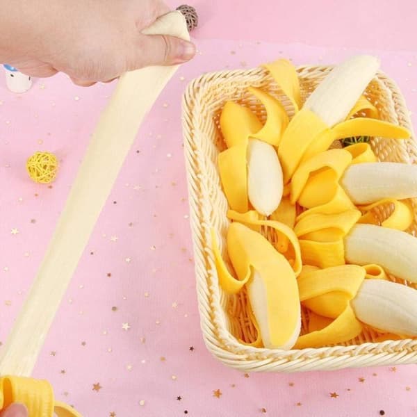 Banan Elastisk Simulationsklemme Simulationsfrugt, Strækbar Blød Bananlegetøj Antistress Dekompression