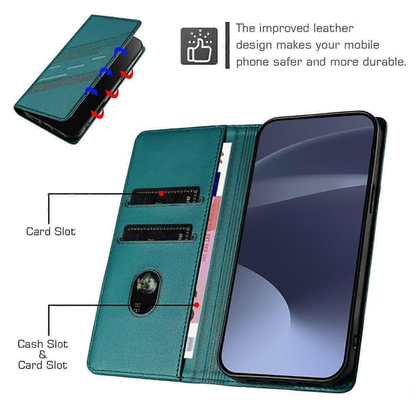 Preget lommebok PU-deksel til OnePlus 10T Dark green For OnePlus 10T