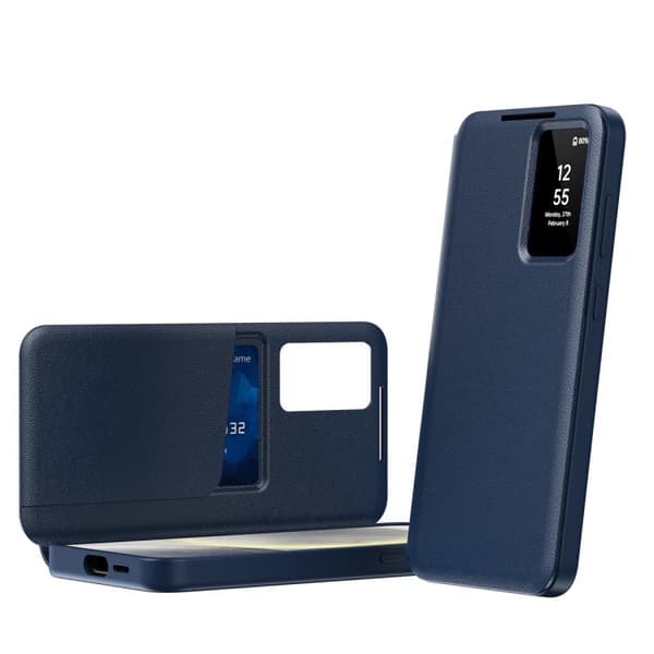 Etui til Samsung Galaxy S26, Smart Vindue med Kortindsats (Kongeblå)