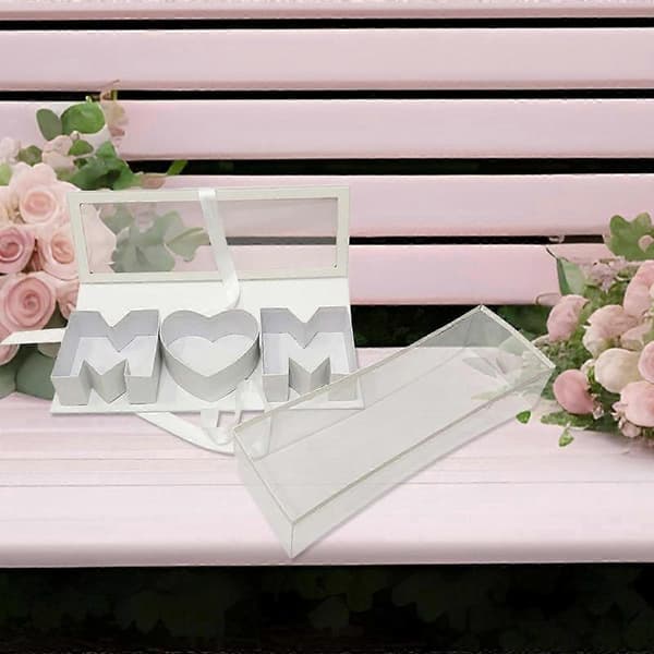 Mamma Bokstavsformad Tom Blomlåda Evig Tvål Förpackningslåda Blommig Förpackning för DIY Presentdekorationer-44.5x15.5x9.7cm white