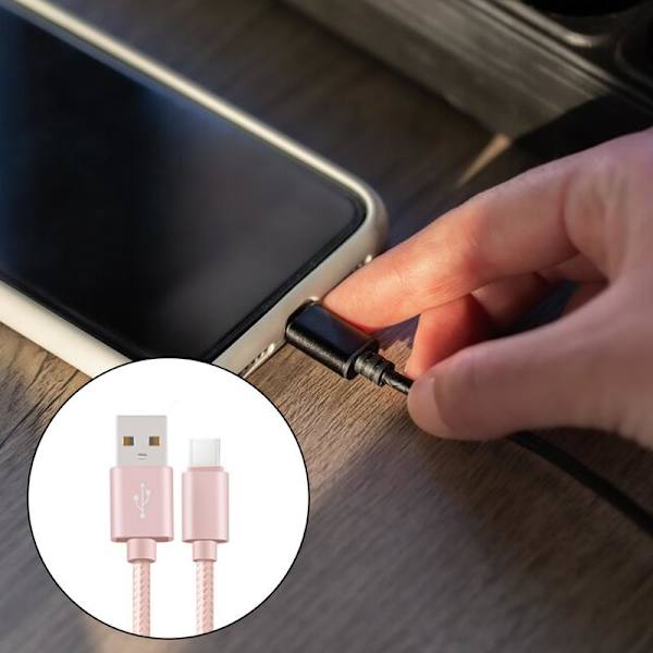 2-pakning 2m USB-C lader til Samsung S10, S10E, S10 Plus Rosa