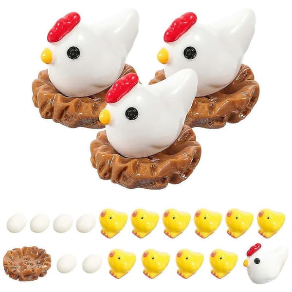 1 sæt Mini påske kylling æg ornament have mikro landskabspleje indretning tilbehør