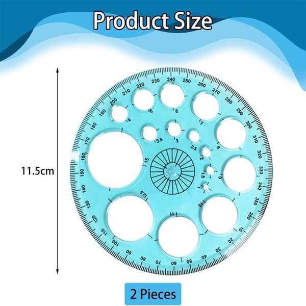 Geometric Round Ruler from Pieces, Round Drawing Template, 360° Protractor, Round Stencil Ruler, Multifunctional Drawing Ruler, Painting Measuring Ruler