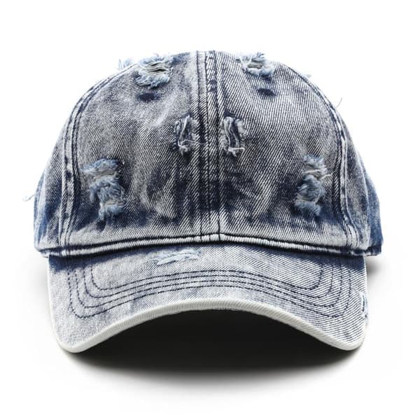 Slitt baseballcaps i vintagevasket denim, justerbar unisex-hodeplagg