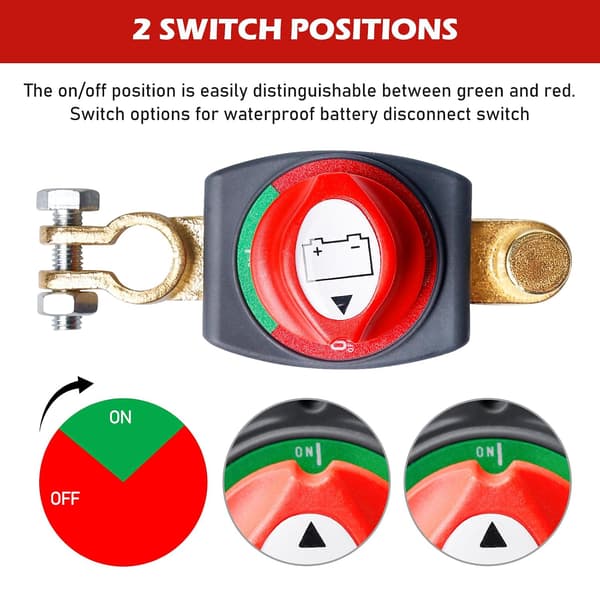 12V Battery Switch - Main Power Switch for Battery - Battery Master Switch - For Boat, Motorcycle, Yacht, Car, Bus, RV, UTV Vehicles