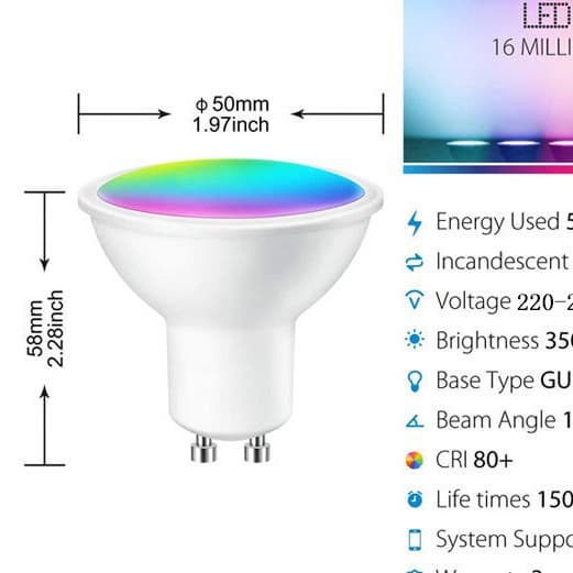 LED Smart Pære GU10 Hvid farve 4-pak Hvid 48