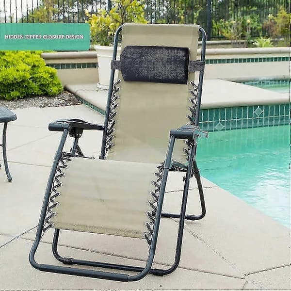 Nackstödskudde för solstol, vilstol, nackkudde, däckstol, nackkudde, uteplats, vilstol, nackkudde, utomhus, strandstol, nackkudde, justerbar 2pcs Black