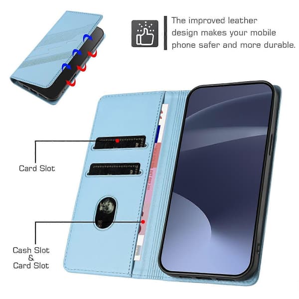 Präglad plånbok PU-fodral för OnePlus 13 Light blue For OnePlus 13