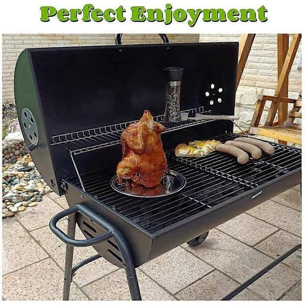 Vertikal Grillspyd - BBQ Rustfritt Stål Spyd - Avtakbart Grillspydstativ Perfekt for Hel Kylling