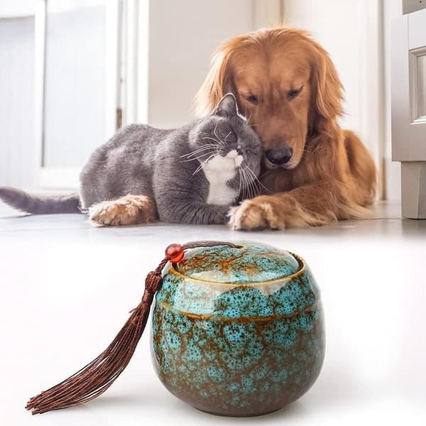 Urne til kæledyr, miniurne til hund og kat, keramisk askeboks med duftende pulver