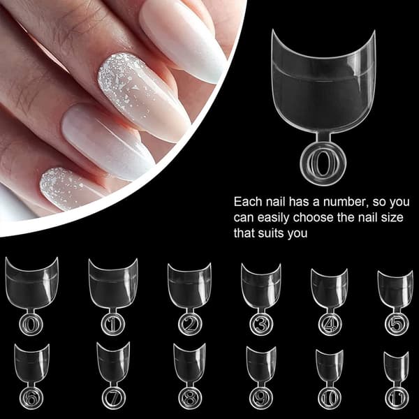 600 Pieces Short Nail Tips Short Oval Half Cover Fake Nail Tips 12 Sizes False Nails Tips With Box