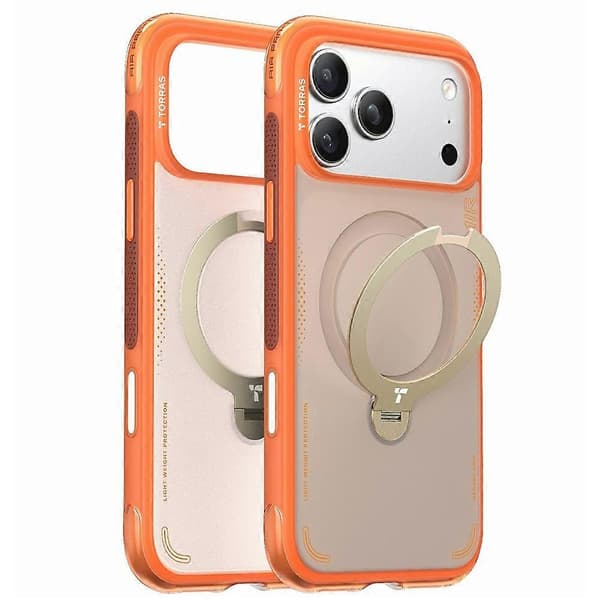 TORRAS Ostand Q3 Air-serien kompatibel med iPhone 17 Pro Max magnetisk dekselstøtte TPU PC-telefonbakside Orange