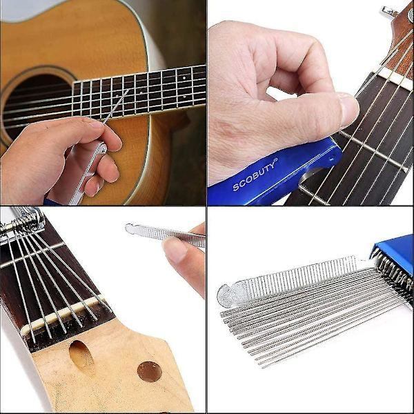 Gitarr Sadel Fil Sadel Mutter Slot Verktyg Gitarr Stall Fil Set För Gitarr, Akustisk Bas, Ukulele Bas, 13 Nålar Rostfritt Stål Spänne, Blå